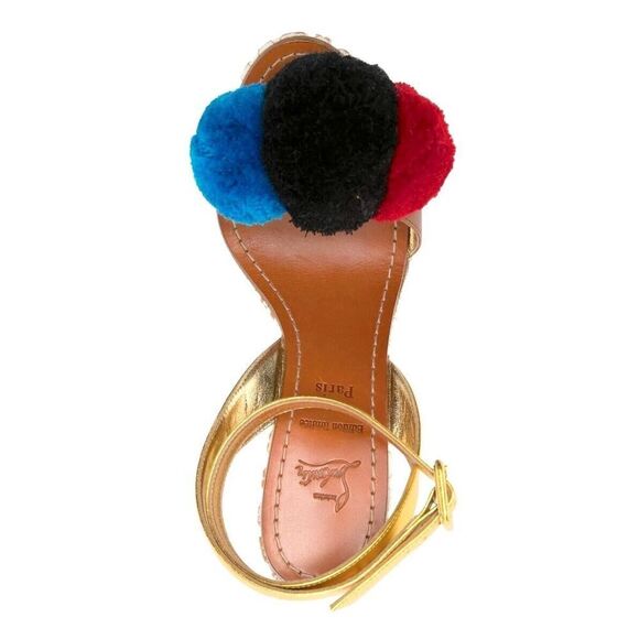 CHRISTIAN LOUBOUTIN Cycladissimo 120 Leather wedge sandals Multicolor 37 - Picture 6 of 9